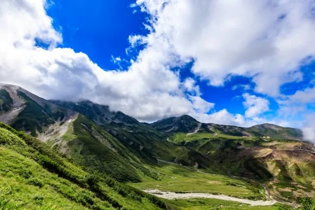 室堂から立山三山のぞむ