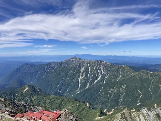 槍ヶ岳から笠ヶ岳全容